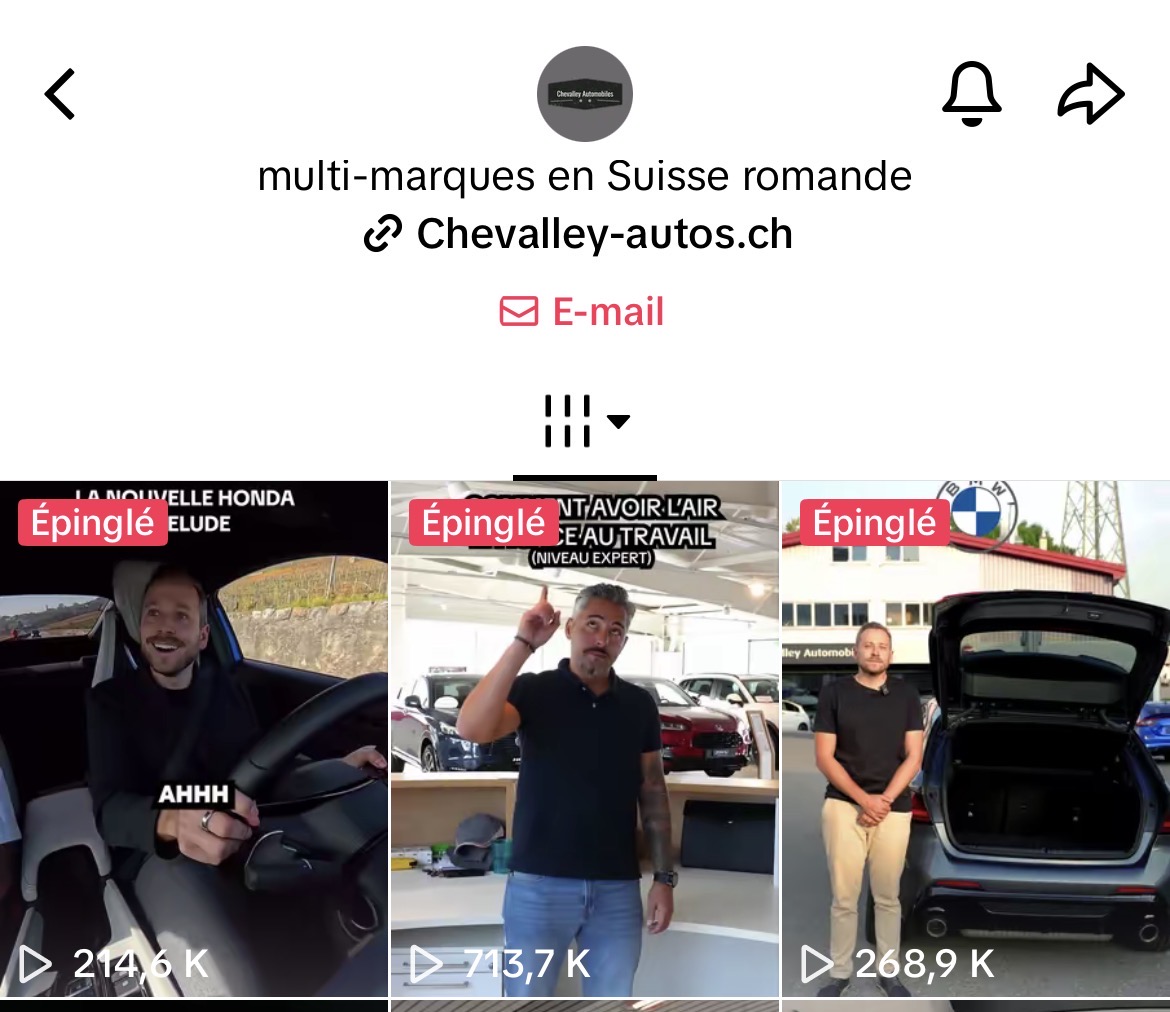 Profil TikTok Chevalley Automobiles — stratégie réseaux sociaux garage